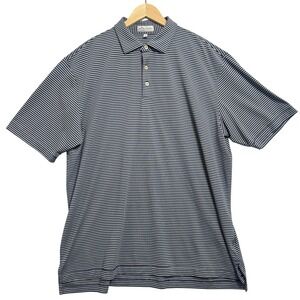 Peter Millar Polo Shirt Mens XL Navy White MS20EK51S Excellent Striped Golf Top